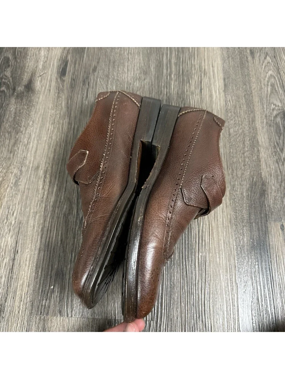 SALVATORE FERRAGAMO Leather Wing Tip Monk Strap Shoes Men 8.5 Cordovan ITALY